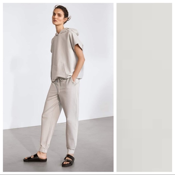 NWT. Massimo Dutti White Cotton Jogging Fit Trousers. Size S. - Picture 2 of 8